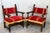 19th Set of Six Spanish Low Armchairs in Carved Walnut and Red Velvet Upholstery For Sale In Miami - Image 6 of 12