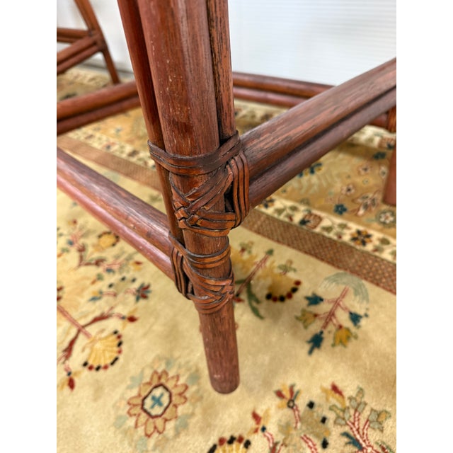 Auburn Ficks Reed Paxton Rattan Bar Stools, Set of Three For Sale - Image 8 of 12