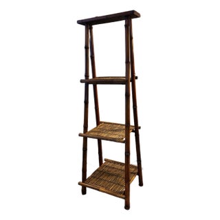 Vintage Bamboo and Rattan Etagere or Shelves. For Sale