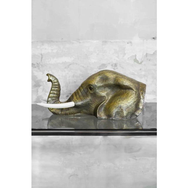 Elephant Head in Brass For Sale - Image 3 of 6