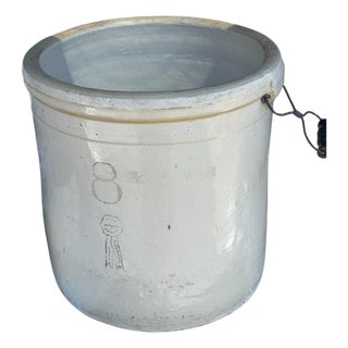 Antique Buckeye Pottery Co. Macomb Stoneware Blue Ribbon 8-Gallon Crock For Sale