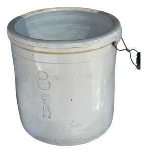 Antique Buckeye Pottery Co. Macomb Stoneware Blue Ribbon 8-Gallon Crock