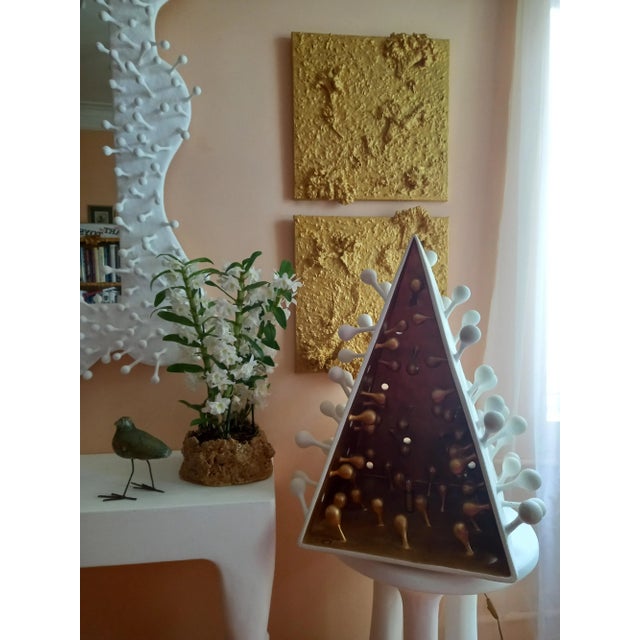 Abstract "Flowers #2" Contemporary Gold Relief Abstract Painting by Diane Grant For Sale - Image 3 of 12