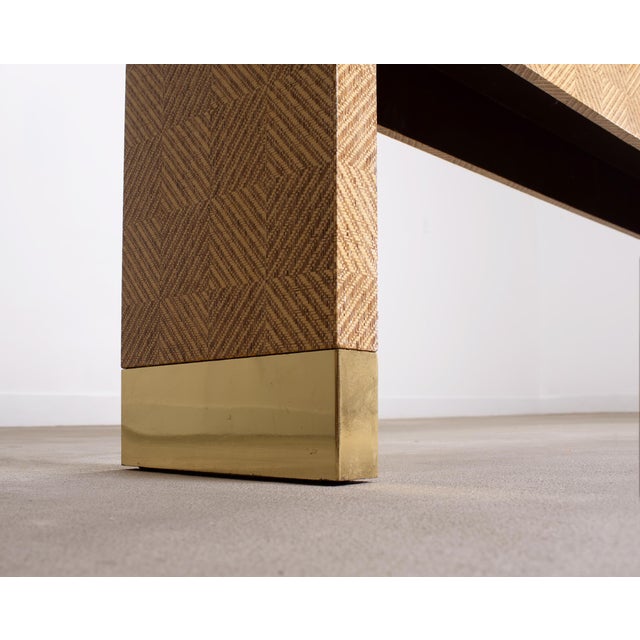 Karl Springer Style Organic Grasscloth Waterfall Console 10 Ft For Sale - Image 15 of 18