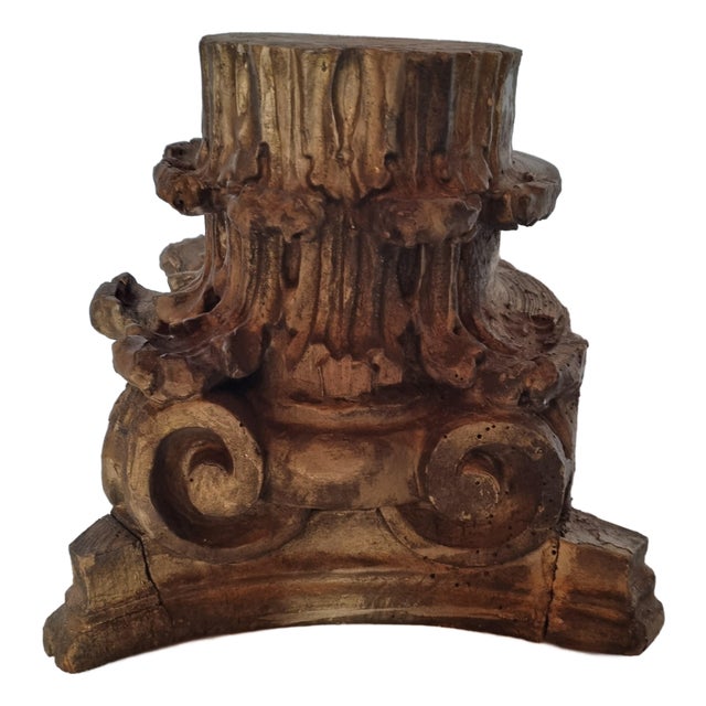 19th Century Polychrome Wooden Column Base For Sale