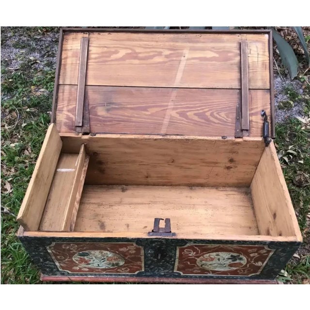 Navy Blue 19th Century Painted Pine European Blanket Chest For Sale - Image 8 of 13