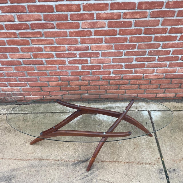 Forest Wilson Mid 20th Century Attributed Forest Wilson Sculptural Walnut and Glass Coffee Table For Sale - Image 4 of 10