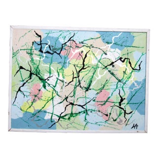 Framed Abstract Painting Signed by Artist For Sale