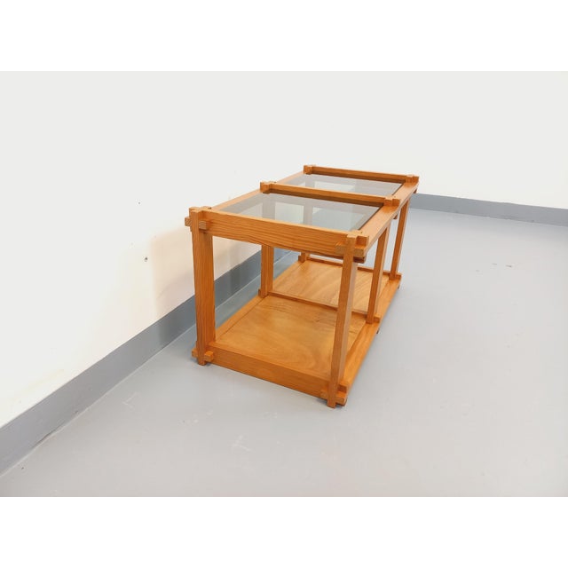 Vintage Rectangular Coffee Table in Pine and Smoked Glass, 1970s For Sale - Image 6 of 16