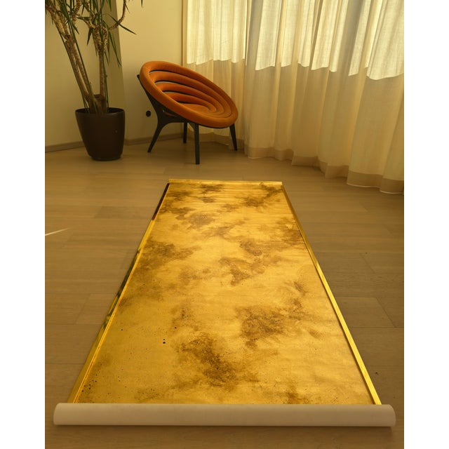 Gold Gold Oxide Wallpaper Sample – Handcrafted Luxury Metallic Surface for High-End Interiors & Statement Walls For Sale - Image 8 of 12