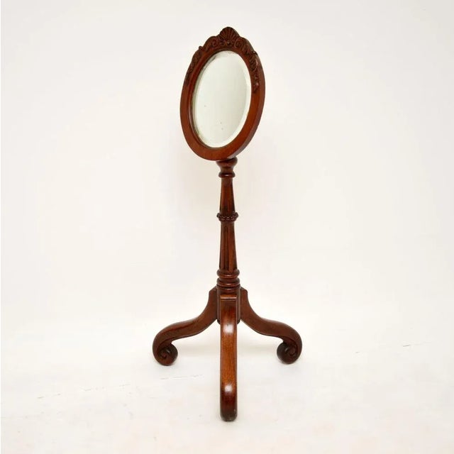 Antique Victorian Carved Shaving Mirror, 1880s For Sale - Image 3 of 11