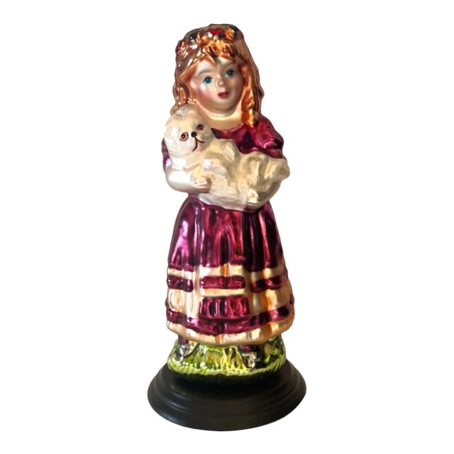 Vintage Blown Glass Victorian Girl Christmas Figurine by Thomas Pacconi For Sale