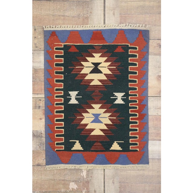 Red Vintage Persian Shiraz Kilim Rug - 02'03 X 03'00 For Sale - Image 8 of 9