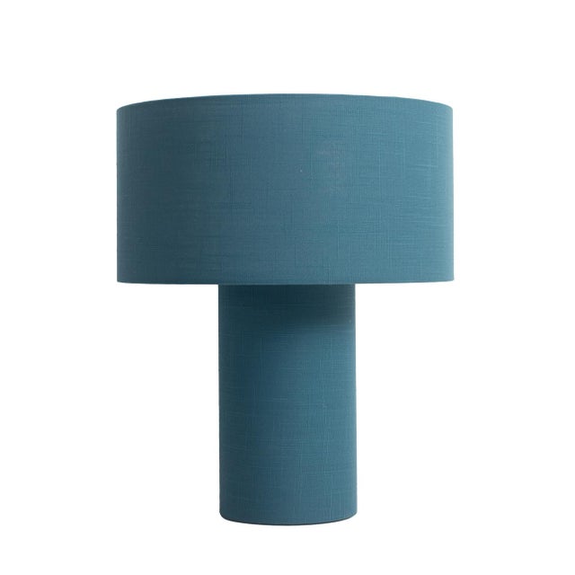 Moonlight Table Lamp - Turquoise Linen Shade, Dimmer Switch For Sale - Image 4 of 9