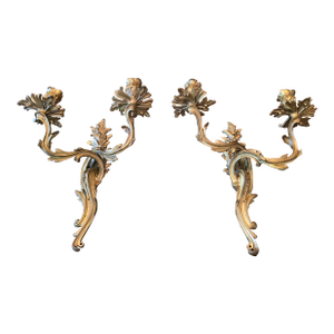 Antique E F Caldwell Co Signed Bronze Pair Sconces