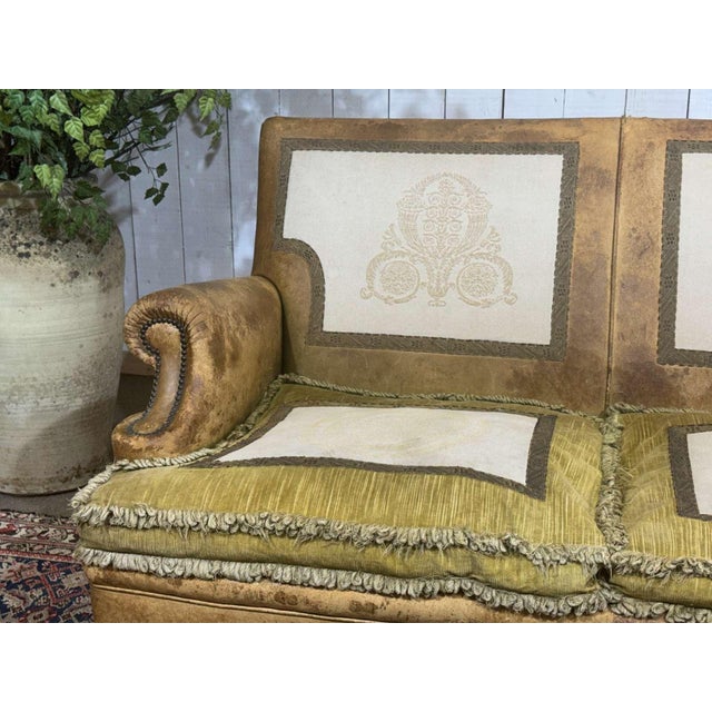 Vintage Club Sofa in Leather and Fabric, 1930s For Sale - Image 14 of 18