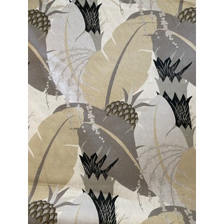 Schumacher Hand Print Exclusive Ananas Fabric Linen 5 Yards For Sale