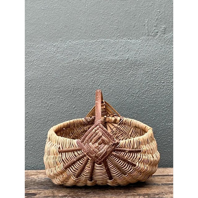 Vintage Handcrafted Shaker Rattan Basket For Sale - Image 9 of 12