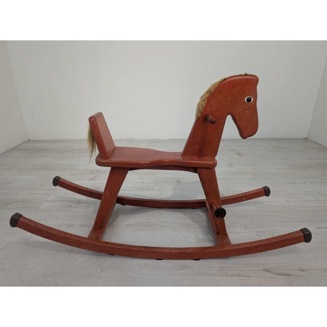 1960s Vintage Wooden Rocking Horse, 1963 For Sale - Image 5 of 15