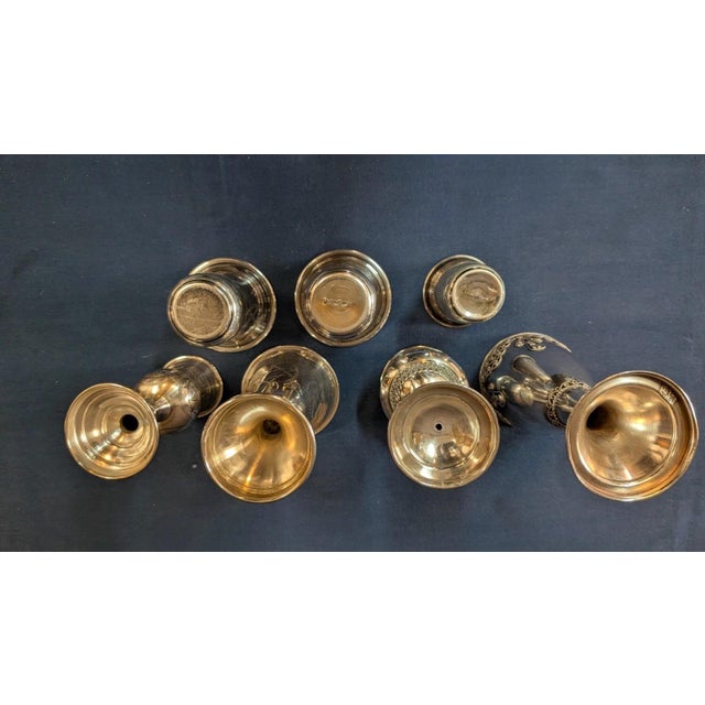 Early 20th Century Early 20th Century Sterling Silver Kiddush Cups- Set of 7 For Sale - Image 5 of 11