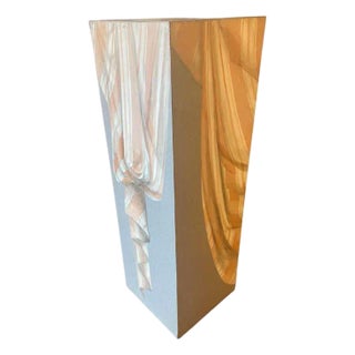 Unique Hand-Painted Trompe l'Œil Drapery Design Pedestal For Sale