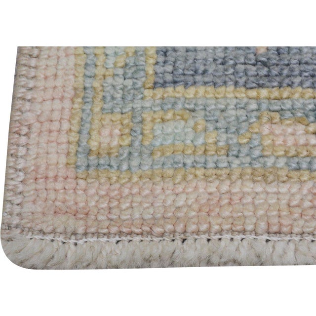 Turkish Turkish Oushak Knotted Wool Rug, 3'x12'7'' For Sale - Image 3 of 4