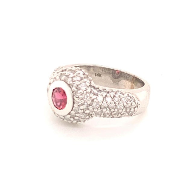 Natural Finely Faceted Quality Tourmaline Diamond Ring 1.29 tcw 14k White Gold Certified $2,950 910798 This is a Unique...