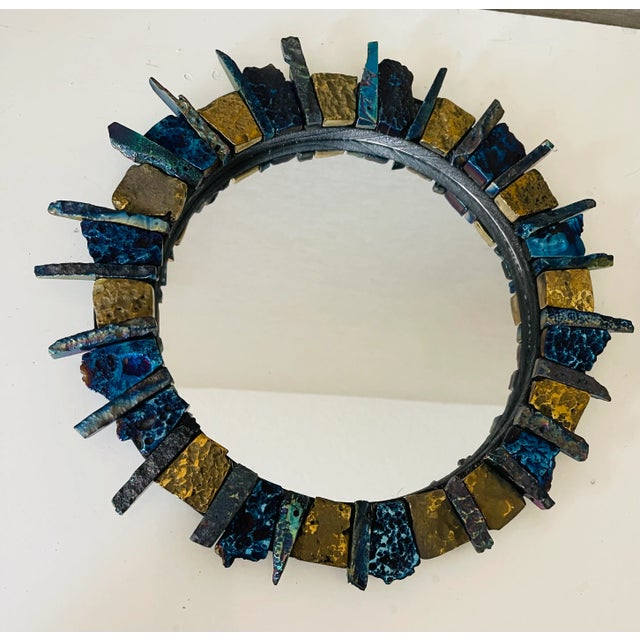 Fab Sunburst Mirrors Line Vautrine Style Agate Stone For Sale In Miami - Image 6 of 6