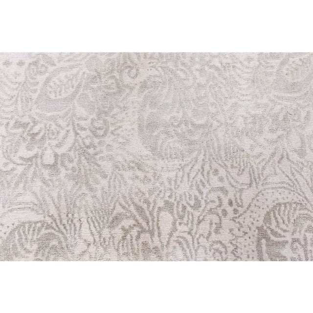 Textile Contemporary Damask Tonal Arabesque Gray With Taupe Silk Carpet "Hush" For Sale - Image 7 of 11