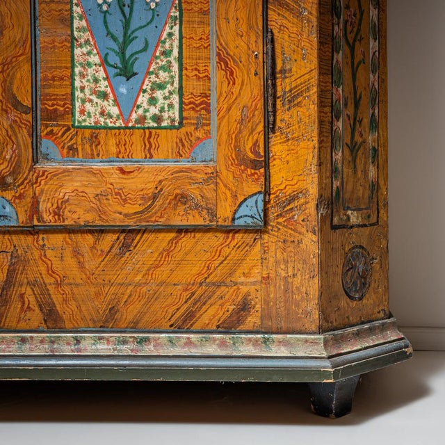 Wood Antique Hand-Painted Folk Armoire, 1836 For Sale - Image 7 of 8