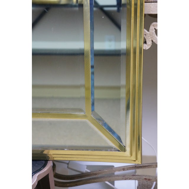 Mid Century Hollywood Regency Arched Brass Palladian Beveled Mirror 44" For Sale - Image 11 of 12