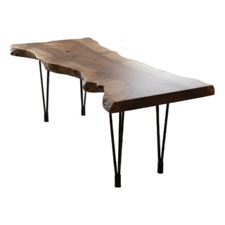 Handcrafted Live Edge Black Walnut Coffee Table With Hairpin Legs For Sale