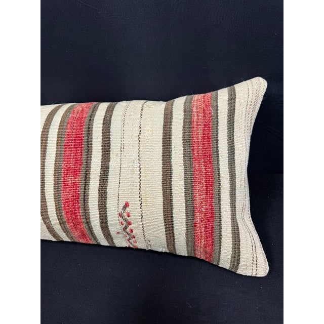Turkish Hemp Pillow Cushion Natural Beige Red Cushion Cover 14"x40" For Sale - Image 4 of 4