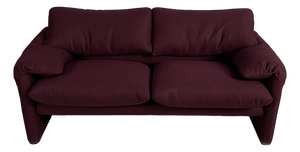 Italian Modern Burgundy Fabric Sofa by Vico Magistretti for Cassina, 1960s