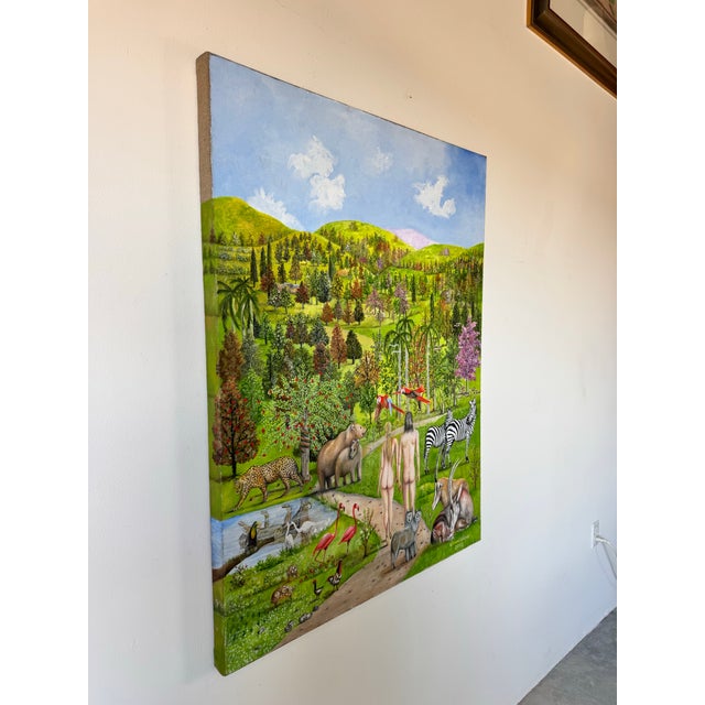 Giovanni Castro Impressionist Tropical - Wildlife Landscape Oil on Canvas Painting For Sale - Image 9 of 10