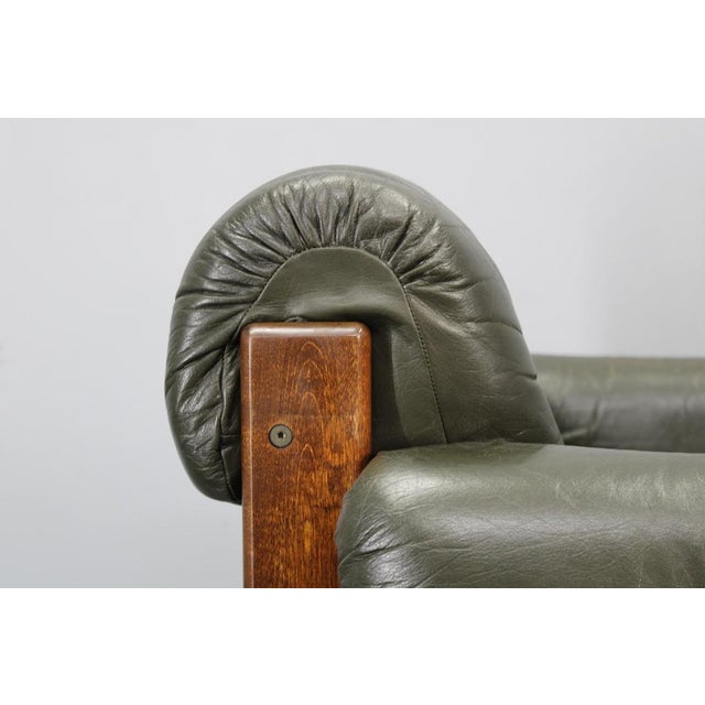 Mid-Century Modern Green Leather Chair, Czechoslovakia, 1970s For Sale - Image 10 of 18