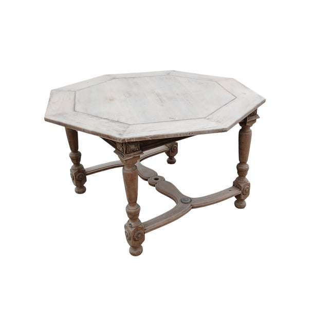 Wood Antique French Louis XIII Style Octagonal Walnut Table, 1860 For Sale - Image 7 of 7