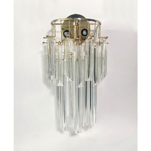 Vintage Italian Transparent Murano Glass Wall Sconces by Paolo Venini, 1960s, Set of 2 For Sale - Image 3 of 6
