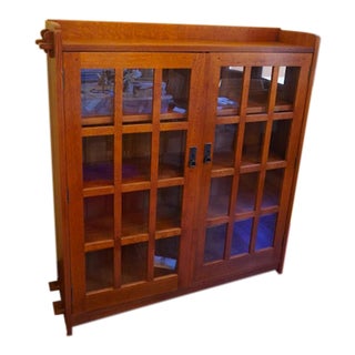 Stickley Double Bookcase With Glass Doors For Sale