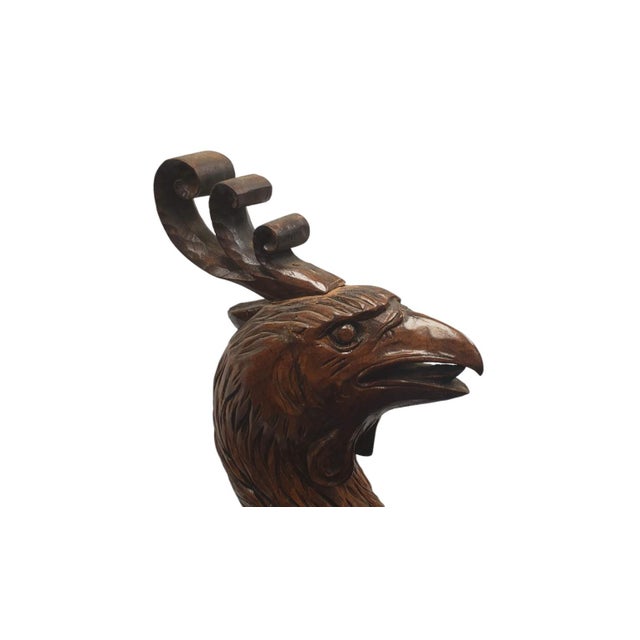 Monumental Hand-Carved Tropical Hardwood Phoenix Sculpture, 80″ High For Sale In West Palm - Image 6 of 14