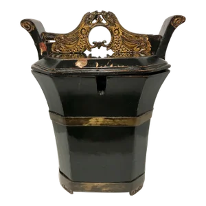 Antique 19th Century Qing Dynasty Chinese Lacquered Wood Teapot Caddy