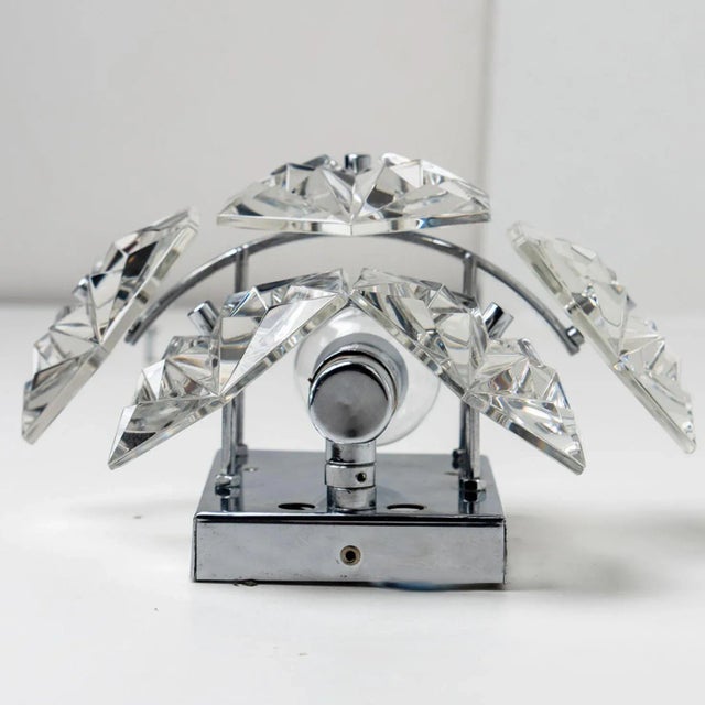 Faceted Crystal and Silver Chrome Sconce attributed to Kinkeldey, Germany, 1970s For Sale - Image 4 of 14