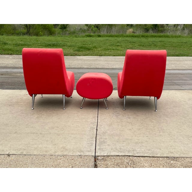 Adesso Imports Mid Century Modern Lounge Chairs & Ottoman - 3 Pieces For Sale - Image 4 of 11