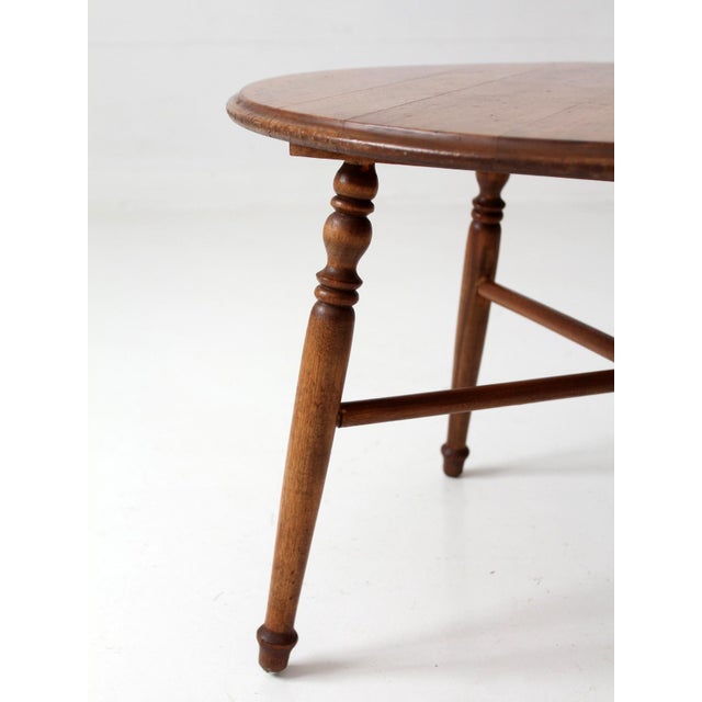 Vintage Round Wood Coffee Table With Turned Legs For Sale - Image 4 of 15