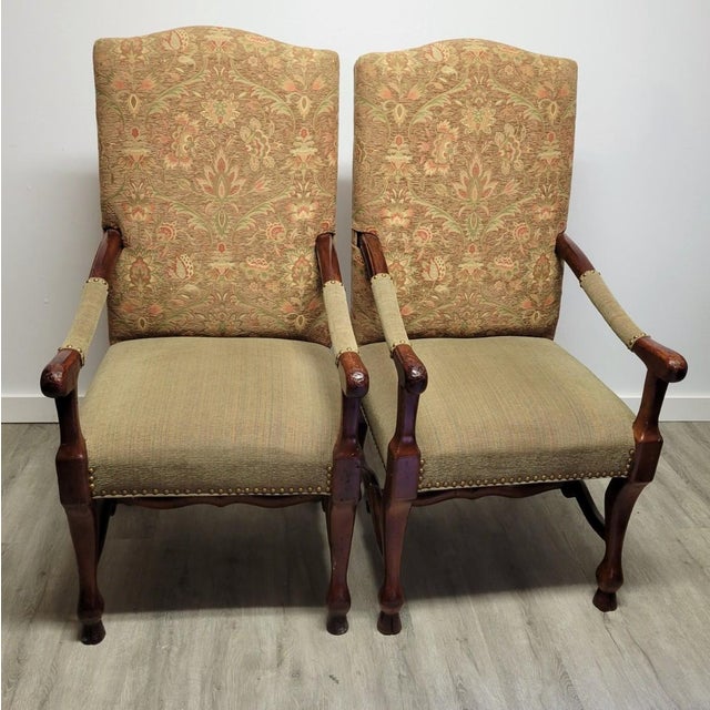Pair of English Jacobean Revival High-Back Throne Chairs For Sale - Image 11 of 11