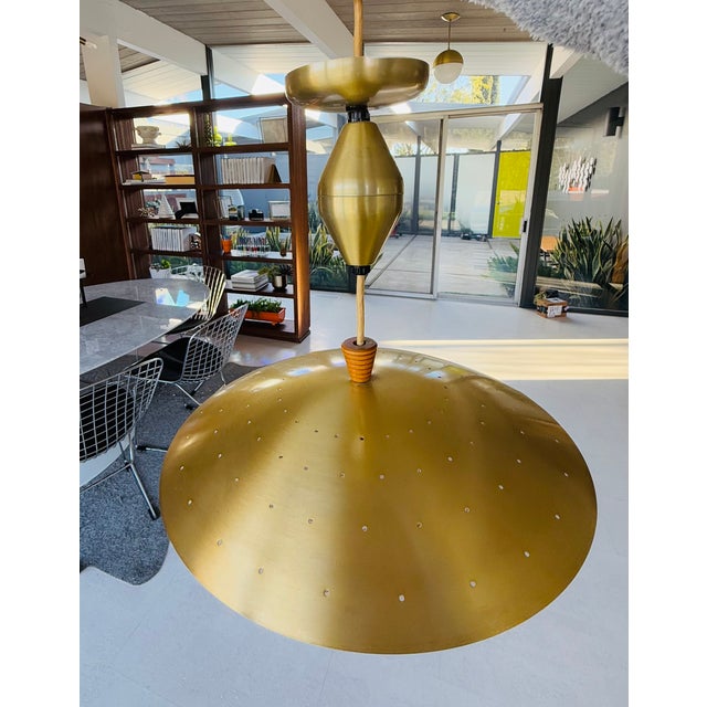 Mid Century Pull Down Pendant Light Fixture For Sale In Los Angeles - Image 6 of 8