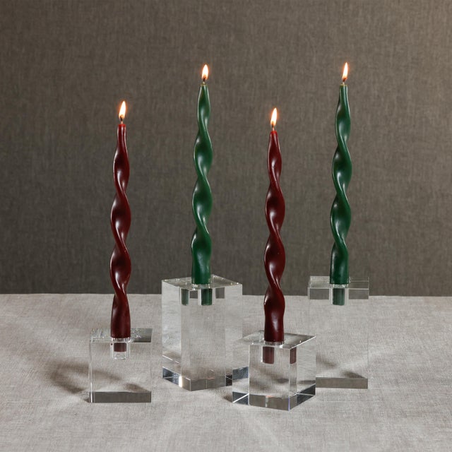 Contemporary Lumière Twist Taper Candles, Set of 12 in Burgundy, 12" For Sale - Image 3 of 3