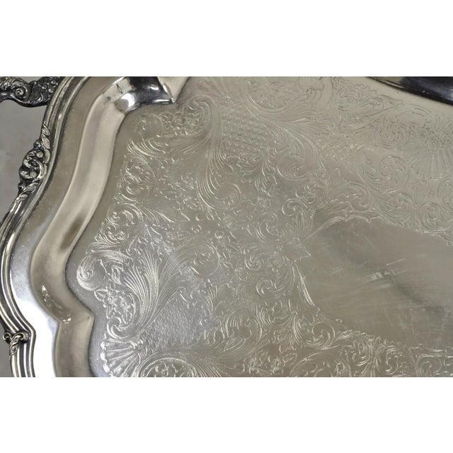 Mid 20th Century Vintage Oneida Heirloom Melon Large Silver Plated Victorian Style Platter Tray For Sale - Image 5 of 11
