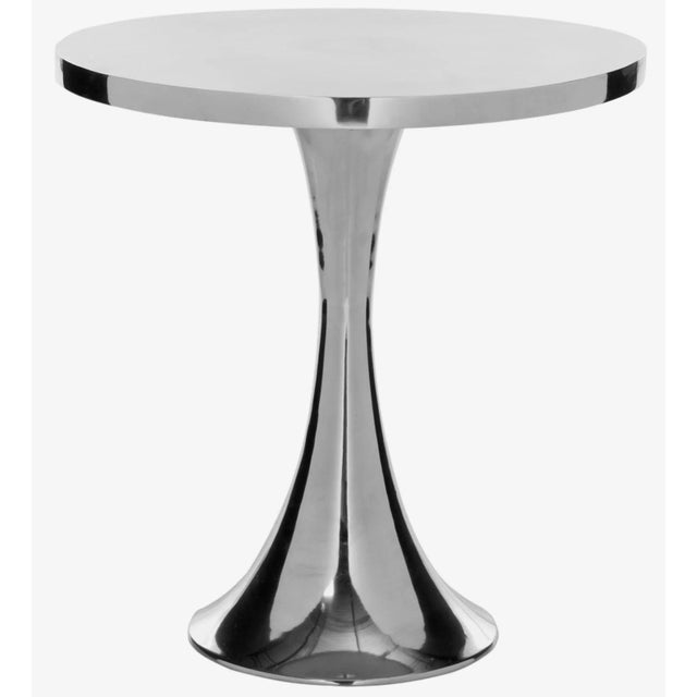 Aluminum Round Top Side Table in Silver For Sale - Image 4 of 4
