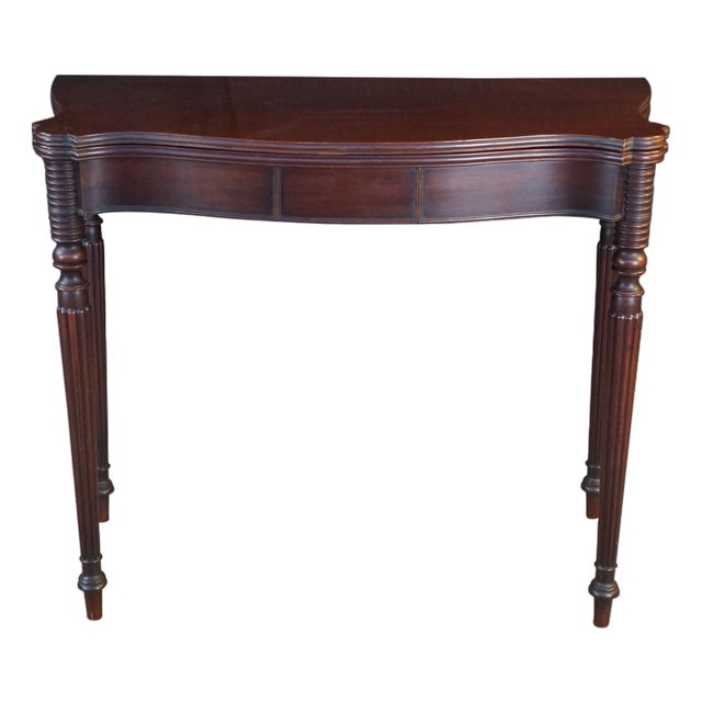 Antique Early 19th C. American Federal Serpentine Mahogany Console Game Table For Sale